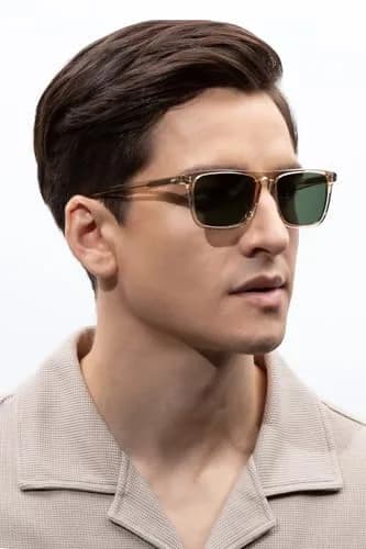 CARFIA Retro Square Polarized Sunglasses for Men UV Protection CA53572 | Polarized Lenses, Acetate Frame, 145mm Arm thumbnail 2