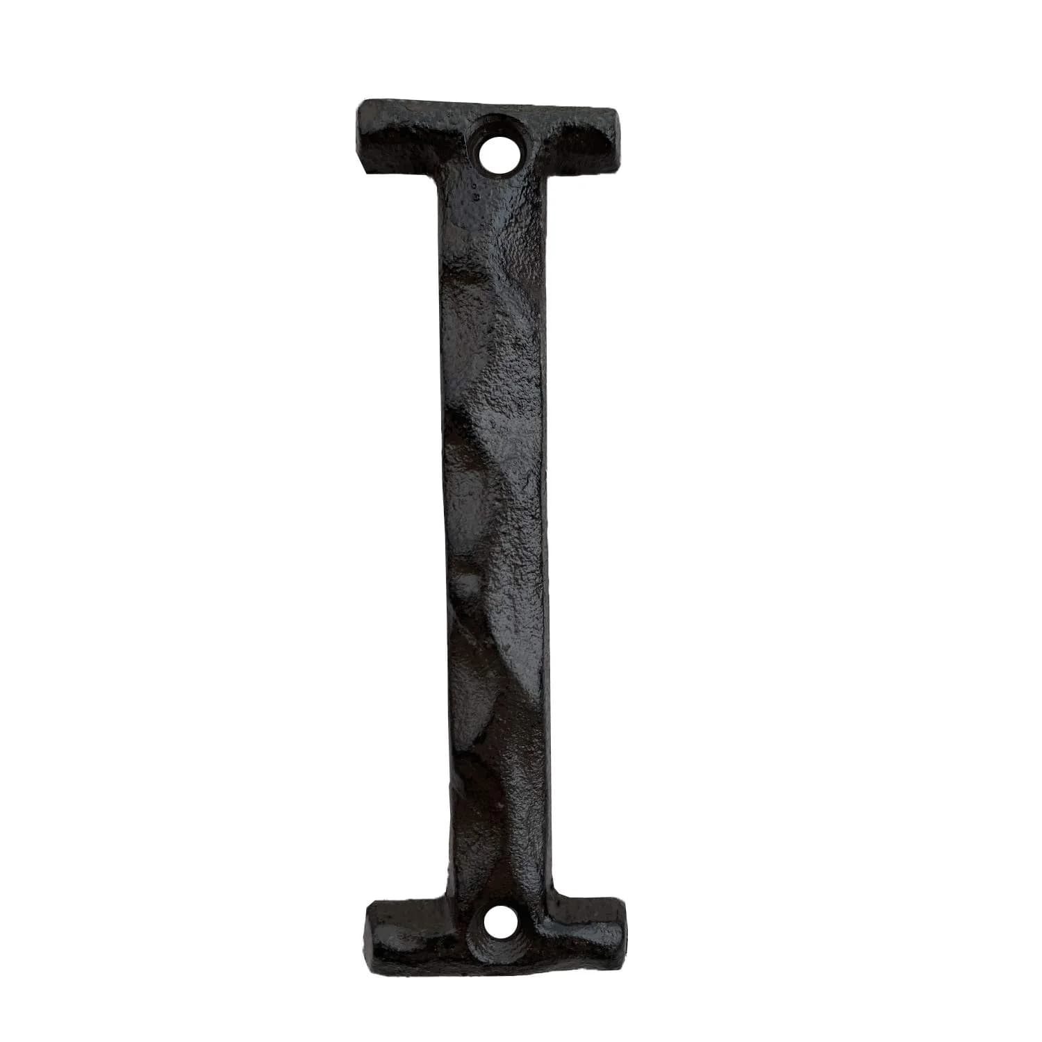 YICC Cast Iron House Letter T - 5 Inch High | Rustic Hammered Finish, Easy Mount — Letter I