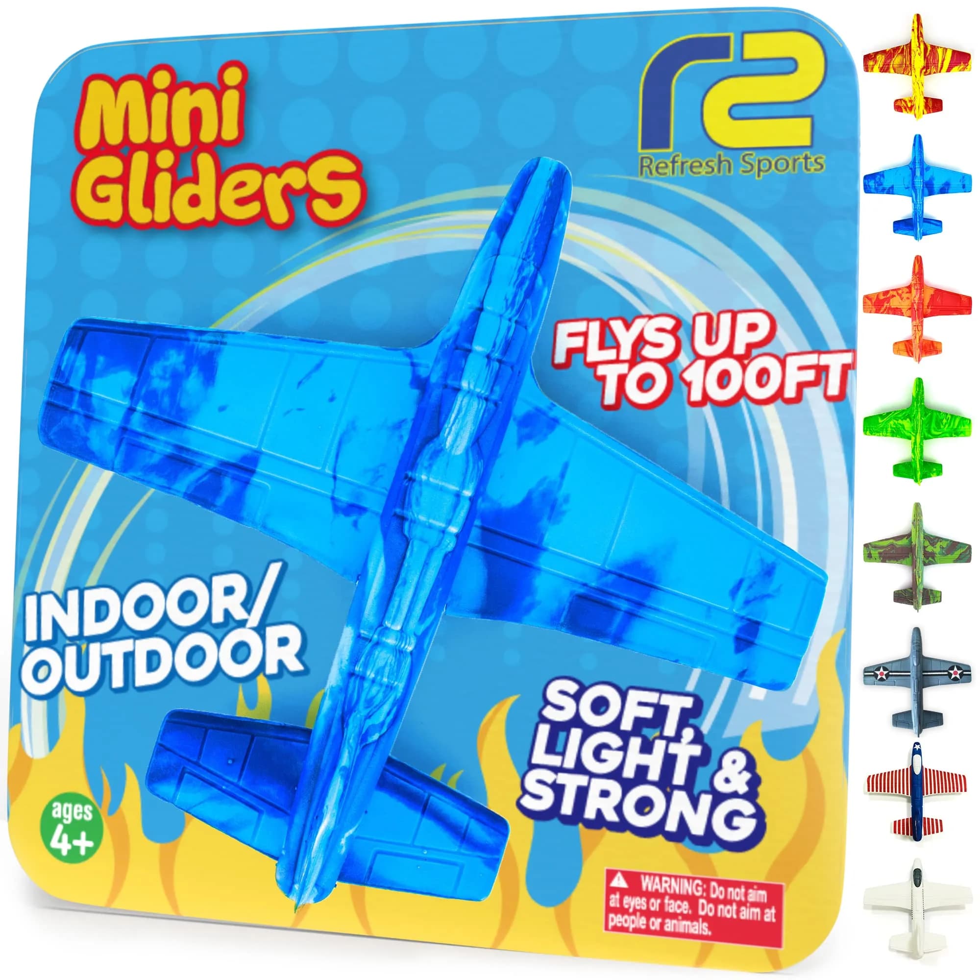 Refresh Sports EVA Foam Mini Glider Airplane | ASTM-Tested, BPA-Free Outdoor Toy for Kids 3-9+ Years — Blue