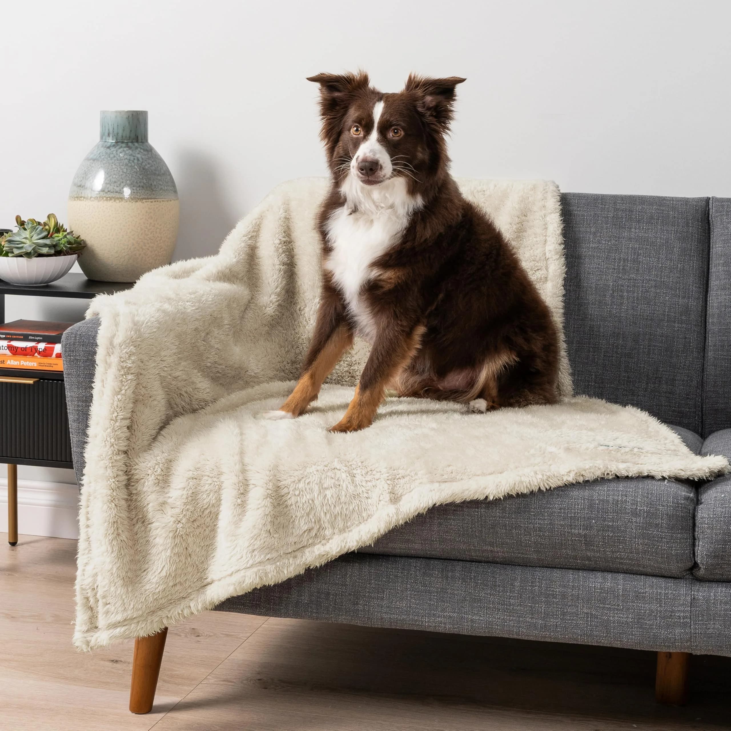 PetAmi Fluffy Sherpa Waterproof Dog Blanket 102x152 cm (40x60 inches) | Protects Furniture from Pet Messes