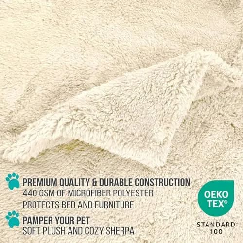PetAmi Fluffy Sherpa Waterproof Dog Blanket 102x152 cm (40x60 inches) | Protects Furniture from Pet Messes thumbnail 3