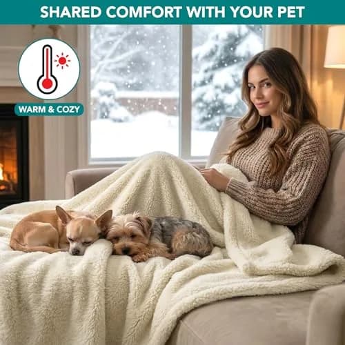 PetAmi Fluffy Sherpa Waterproof Dog Blanket Small 24x32 inches (61x81 cm) | Protects Furniture from Pet Messes thumbnail 5