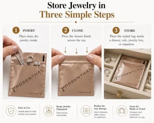 Rosenthal Collection Anti Tarnish Prevention Bags 6" x 6" (10-Pack) | Protects Silver for 3 Years thumbnail 6