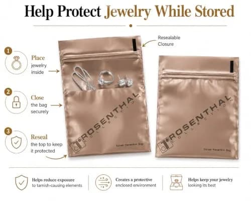 Rosenthal Collection Anti Tarnish Jewelry Bags 4" x 4" (10-Pack) | Protects Silver from Tarnish for 3 Years thumbnail 5