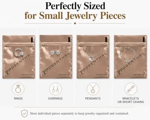 Rosenthal Collection Anti Tarnish Jewelry Bags 4" x 4" (10-Pack) | Protects Silver from Tarnish for 3 Years thumbnail 6