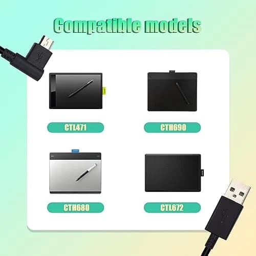 Adhiper Micro USB Charging Cable Replacement Data Sync Power Cord for Wacom Intuos Tablet, 4.9ft | Compatible with Wacom-Intuos & Bamboo thumbnail 2