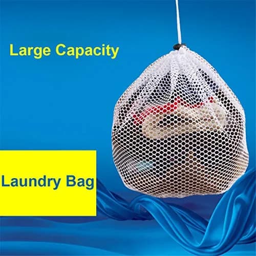 The Flash Store Premium Fine Mesh Laundry Bag 20 x 28 inches | Sturdy White Mesh with Drawstring thumbnail 2