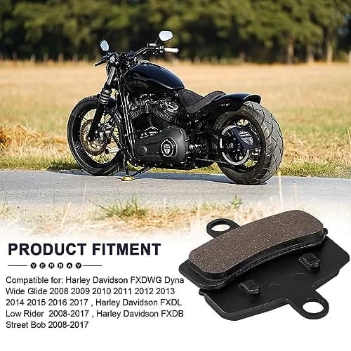 Yerbay Motorcycle Brake Pads for Harley Davidson FXDWG | Front & Rear, Semi-metallic, 90.6mm x 62.1mm thumbnail 5