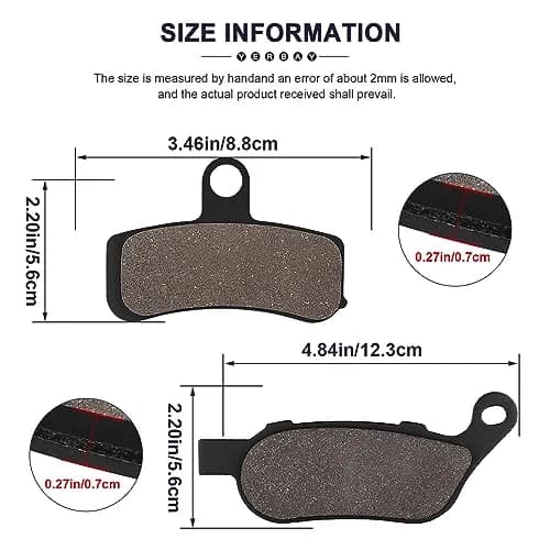Yerbay Motorcycle Brake Pads for Harley Davidson FXDWG | Front & Rear, Semi-metallic, 90.6mm x 62.1mm thumbnail 3