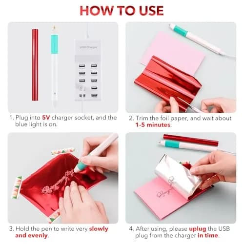 CYFUN DESIGN Heated Foil Pen Set with Gold Foil Roll & USB Cable | Crafting & Card Making Tool thumbnail 6
