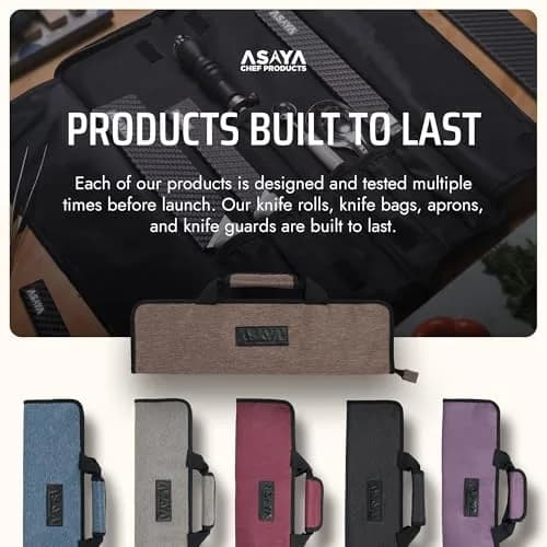 Asaya Chef Knife Roll Bag - 12-Pocket Travel Case for Kitchen Knives, Lightweight Stain-Resistant Nylon (Brown) | Secure & Portable thumbnail 7