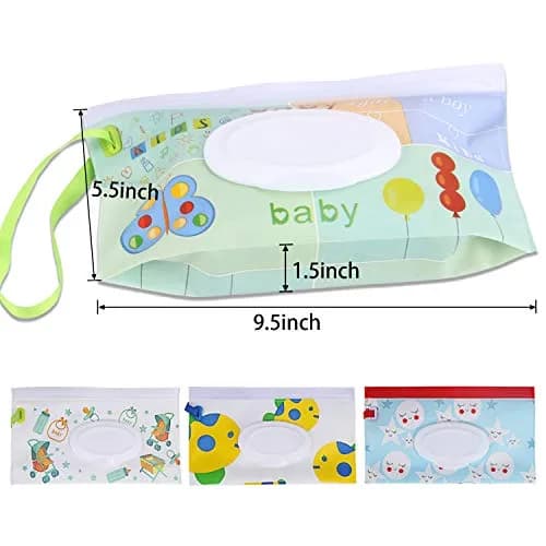 FEBSNOW 4 Pack Baby Wipe Dispenser, Portable Wet Wipe Holder Container 24cm (9.5in) | Reusable & Refillable for On-the-Go thumbnail 4