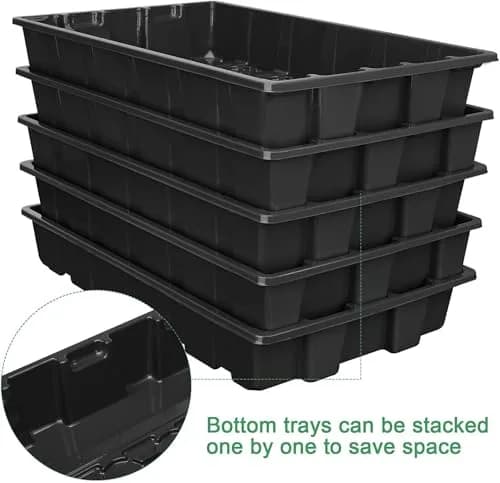 MIXC 5 Pack Seed Starter Tray with Dome & Tools, 200 Cells Total (40 Cells/Tray) | Mini Propagator Greenhouse Grow Kit thumbnail 4
