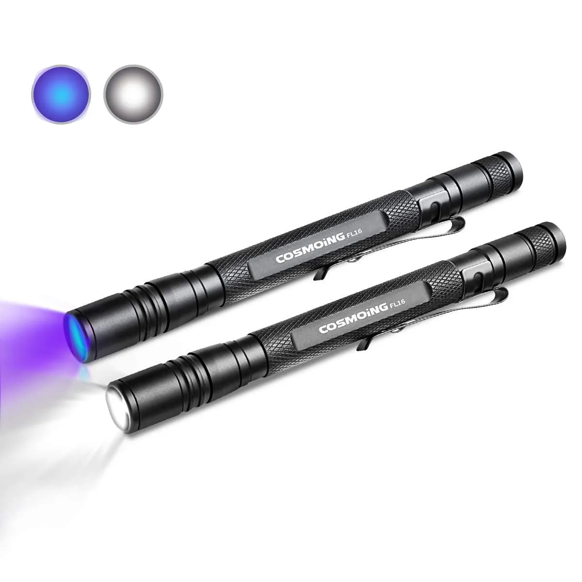 COSMOING 395nm UV Blacklight Flashlight 2-Pack | Detects Invisible Pet Stains & Counterfeit Documents