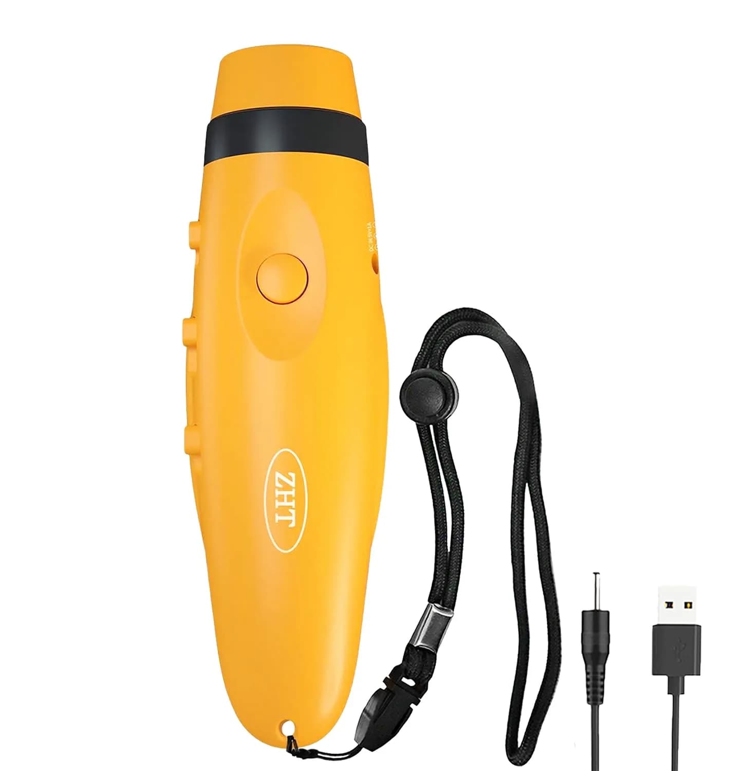 ZHT Electronic Whistle with USB Charging, 3-Tone 120dB, Yellow | Referee & Coach Loud Safety Whistle with Lanyard — Yellow