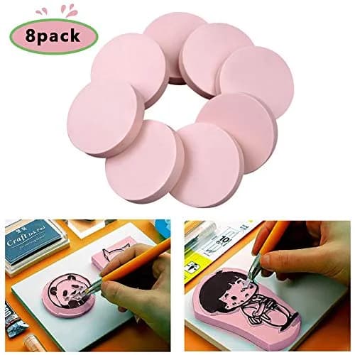 XoreArt Pink Rubber Carving Blocks for Stamps, 2"x2" (5.08cm x 5.08cm) - 8 Pcs thumbnail 2