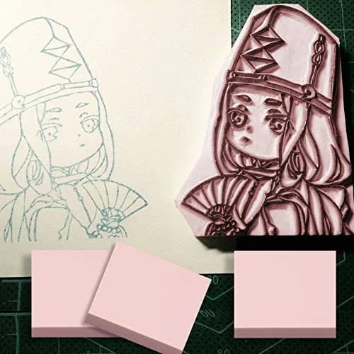 XoreArt Pink Rubber Carving Blocks 5cm x 5cm (8-Pack) | Soft Rubber Crafts for Stamp Making thumbnail 4
