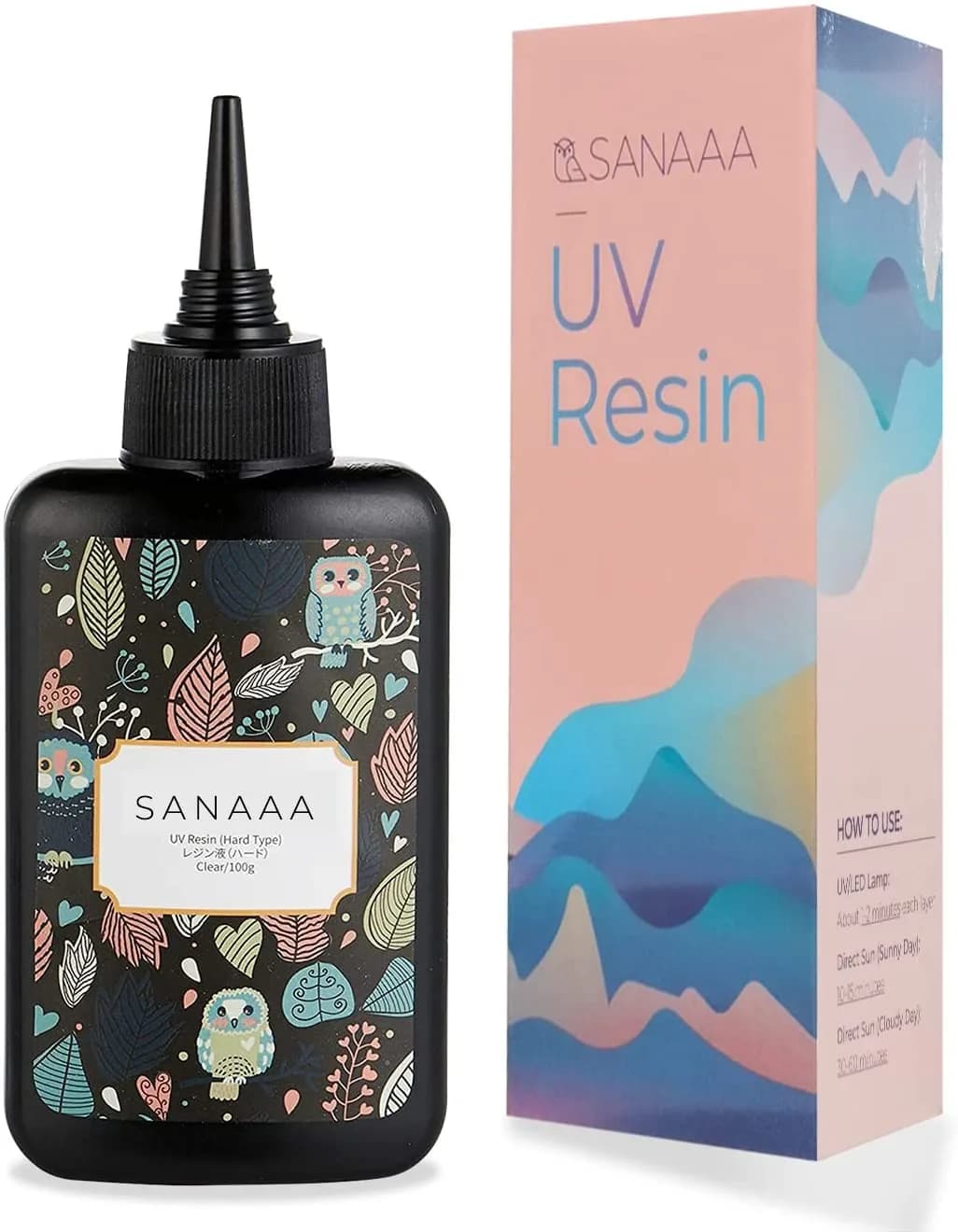 SANAAA Clear Hard Type UV Resin 100g (3.4 fl oz) | Non-Yellowing, Fast-Curing for DIY Jewelry & Crafts