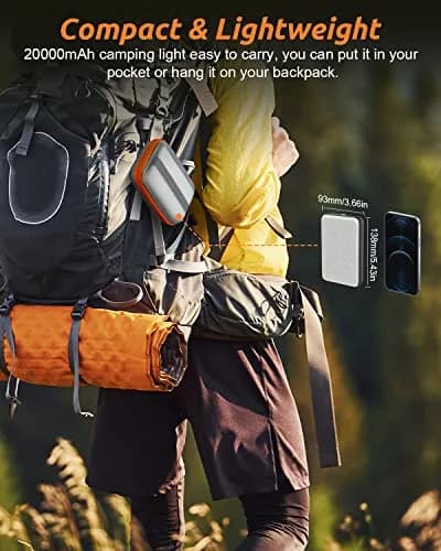Eventek Rechargeable LED Work Light & Camping Lantern 20000mAh (662g) | 144H Runtime, Power Bank, IPX5 Waterproof thumbnail 8