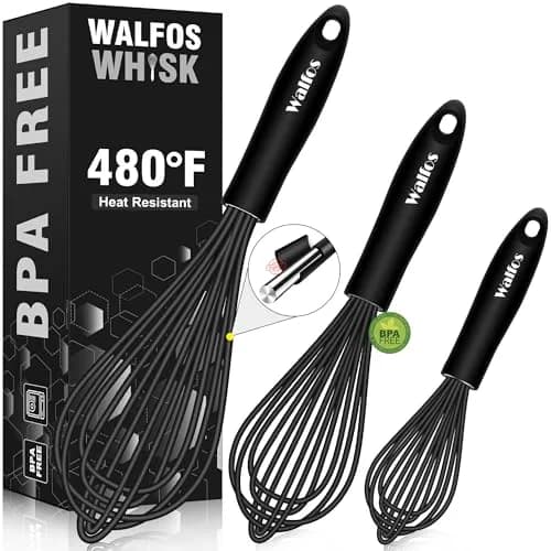 Walfos Silicone Whisk Set of 3 | Heat Resistant Kitchen Utensils for Non-stick Cookware thumbnail 1