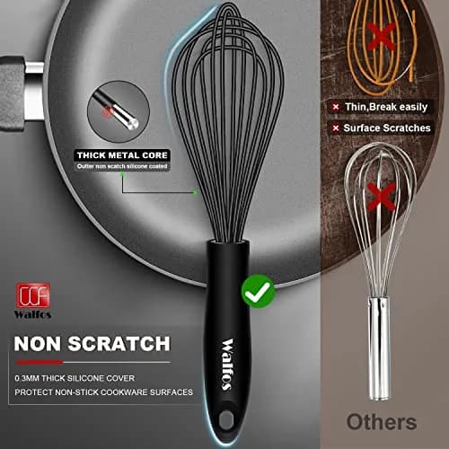 Walfos Silicone Whisk Set of 3 | Heat Resistant Kitchen Utensils for Non-stick Cookware thumbnail 4