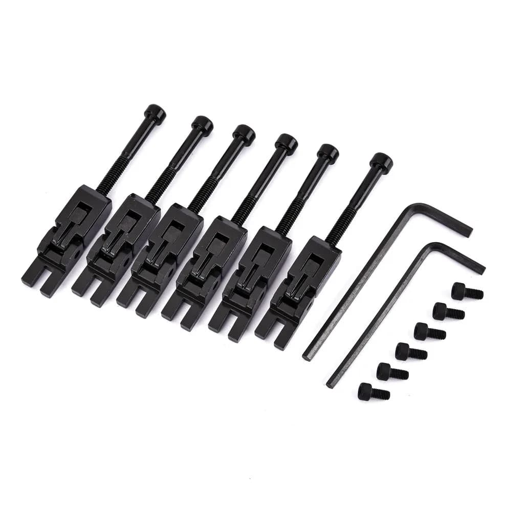 Alnicov Double Locking System Tremolo Saddles for Floyd Rose Guitar (6-Piece Set, Black) | Secure Tuning Stability