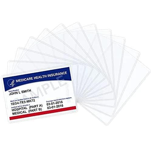 Wisdompro 20 Pack Card Document Sleeves | Clear PVC Wallet Protectors for Medicare & ID Cards thumbnail 1