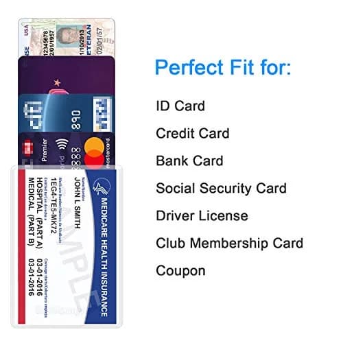 Wisdompro 20 Pack Card Document Sleeves | Clear PVC Wallet Protectors for Medicare & ID Cards thumbnail 5