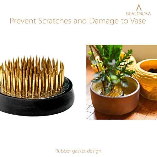 BEADNOVA Brass Flower Frog Kenzan 60mm (2.4 Inch) with Rubber Gasket | 169 Pins for Ikebana Arrangements thumbnail 4