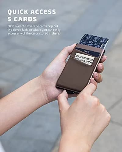 VULKIT Card Holder with Money Pocket | Slim RFID Blocking Metal Wallet for Men (Nickle Grey) thumbnail 2