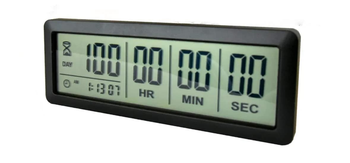 MOVEHI Digital Countdown Clock Timer with Magnetic Backing, 999 Days | White — Black