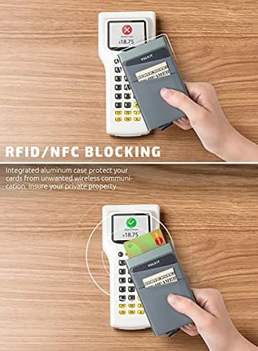 VULKIT Card Holder with Money Pocket | Slim RFID Blocking Metal Wallet (Space Grey, 5 Cards) thumbnail 3
