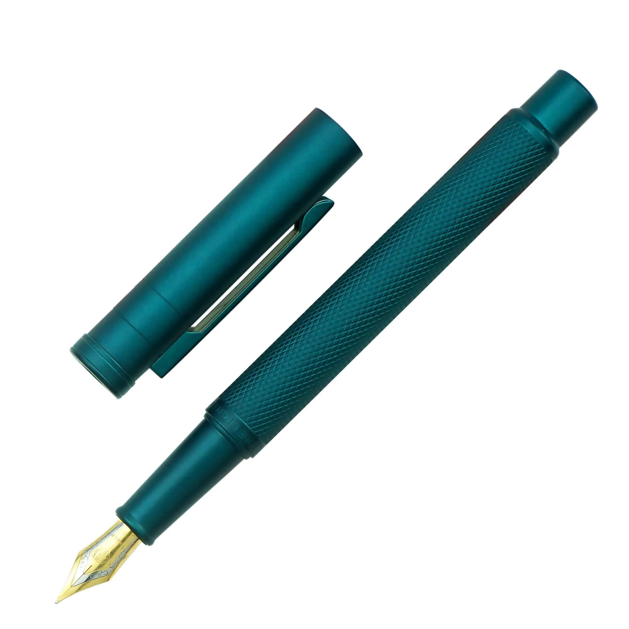 Asvine Dark Green Forest Fountain Pen Extra Fine Nib Classic Design with Converter and Metal Pen Case Set | Smooth Ink Flow Writing Instrument — Dark Green
