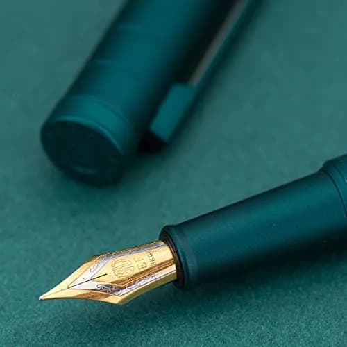 Asvine Dark Green Forest Fountain Pen Extra Fine Nib Classic Design with Converter and Metal Pen Case Set | Smooth Ink Flow Writing Instrument thumbnail 4