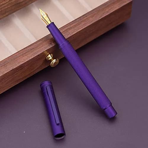 Asvine Purple Forest Fountain Pen Extra Fine Nib Classic Design with Converter and Metal Pen Case Set | Smooth Ink Flow thumbnail 3