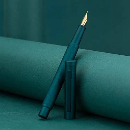 Asvine Dark Green Fude Pen, Bent Nib Fountain Pen Calligraphy (Fine to Broad) with Converter and Metal Pen Case Set | Smooth Ink Flow Writing Instrument thumbnail 8
