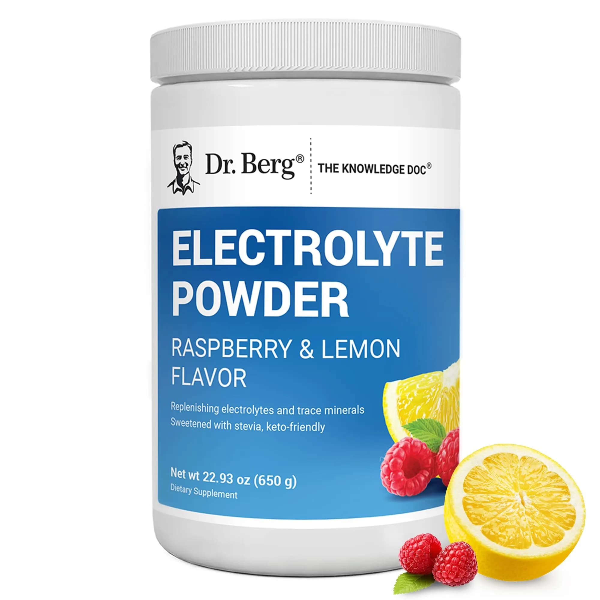 Dr. Berg Zero Sugar Hydration Keto Electrolyte Powder 1.46 Pound | Raspberry & Lemon Flavor Support - main product image