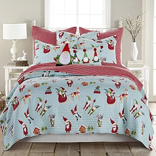 Levtex Home Gnome for the Holidays King Quilt 102x86in | Reversible Microfiber Christmas Decor thumbnail 1
