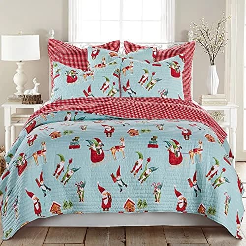 Levtex Home Gnome for the Holidays King Quilt 102x86in | Reversible Microfiber Christmas Decor thumbnail 3