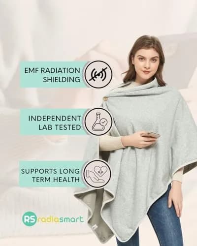 Radia Smart EMF Poncho - Shielding Blanket, 5G, Cotton, 28" x 72" | Anti-Radiation Wearable thumbnail 3