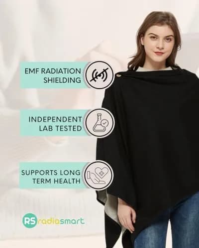 Radia Smart EMF Protection Poncho, Wrap, Wearable Blanket | RF Radiation Shielding & WiFi Blocker, 28" x 72" thumbnail 3