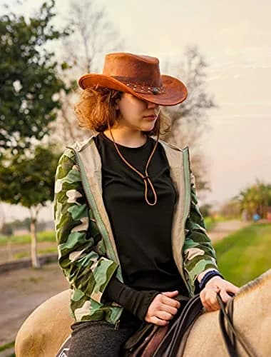 HADZAM Leather Cowboy Hat Also Worn as Outback Hat | Vintage Australian Style (70-120 chars) thumbnail 7
