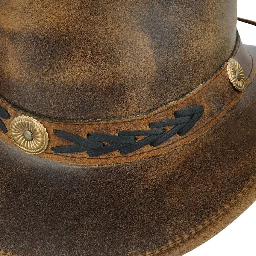 HADZAM Leather Cowboy Hat Shapeable into Outback Hat, Australian Hats for Men & Women (X-Large, Brown) thumbnail 7