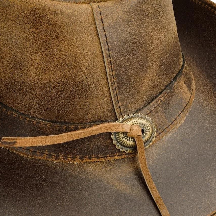 HADZAM Leather Cowboy Hat Shapeable into Outback Hat, Australian Hats for Men & Women (X-Large, Brown) thumbnail 9