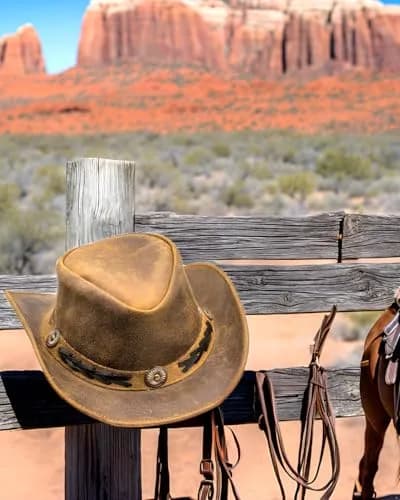 HADZAM Leather Cowboy Hat Shapeable into Outback Hat, Australian Hats for Men & Women (X-Large, Brown) thumbnail 4