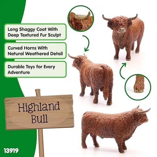 Schleich Farm World Highland Bull Toy Figurine 156 g (5.5 oz) | ASTM-Tested for Kids Ages 3+ thumbnail 2
