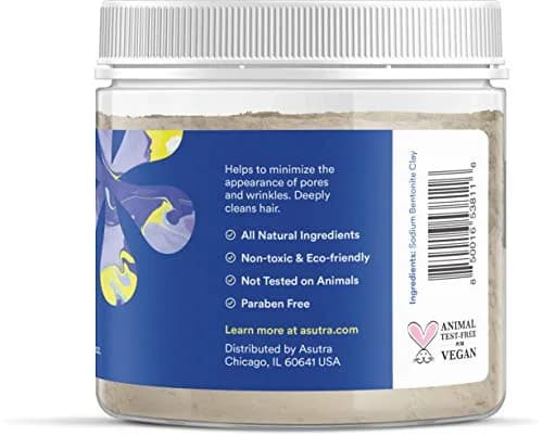 ASUTRA Indian Healing Clay Mask, 1 lb | Deep Pore Cleansing & Brightening for Skin & Hair thumbnail 3