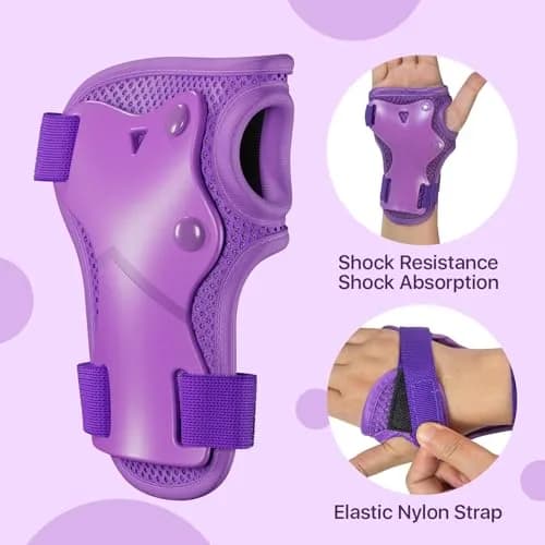 CKE Toddler Knee Pads and Elbow Pads with Wrist Guards for Kids, Purple | 3-Piece Protective Gear Set for Skating & Cycling thumbnail 3