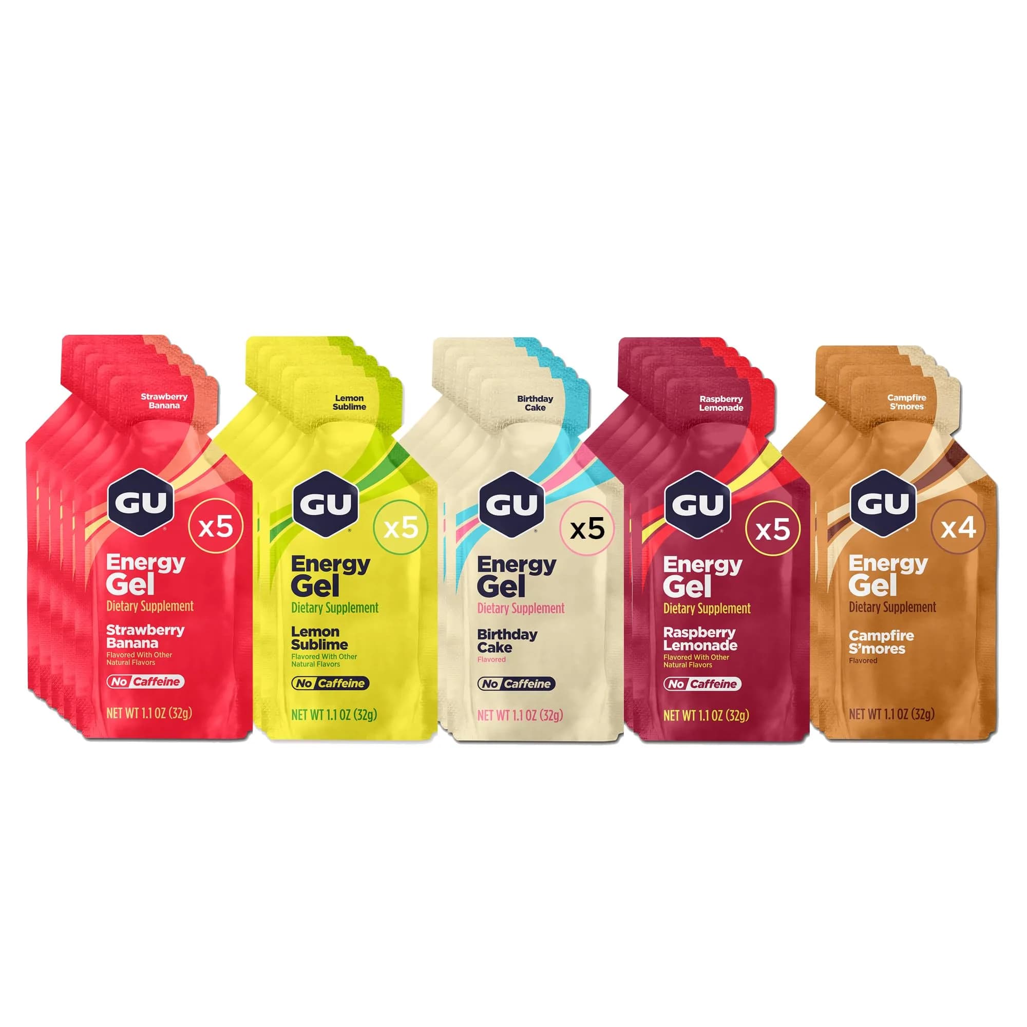 GU Energy Original Energy Gels Caffeine-Free Variety Pack 24 Count | Dual Source Energy for Athletes