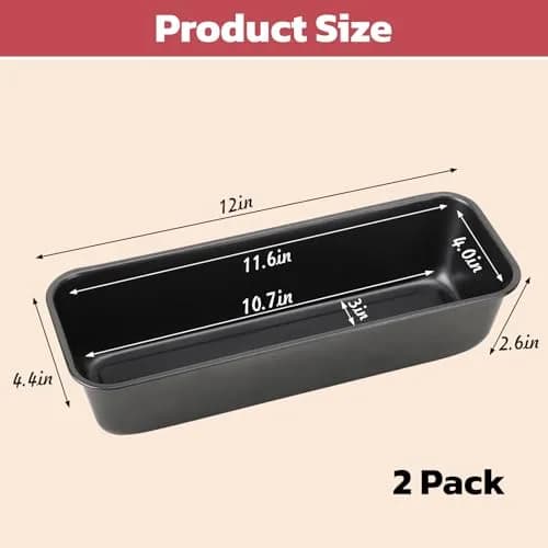 Beasea Long Loaf Bread Pan 12x4 Inch | Nonstick Carbon Steel Bakeware for Oven Baking thumbnail 2
